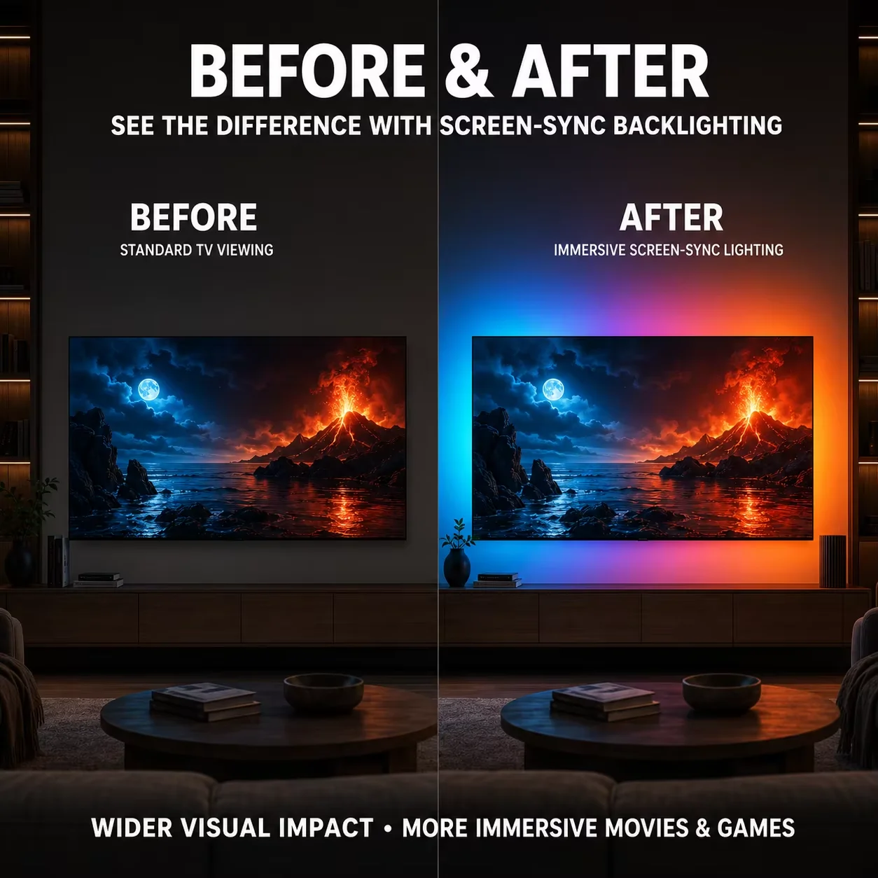 4K Sync Box TV Backlight Kit, RGBIC LED Ambient Light Strip for 40-85 Inch TV, Compatible with PS5, Fire Stick, Apple TV, TV Box