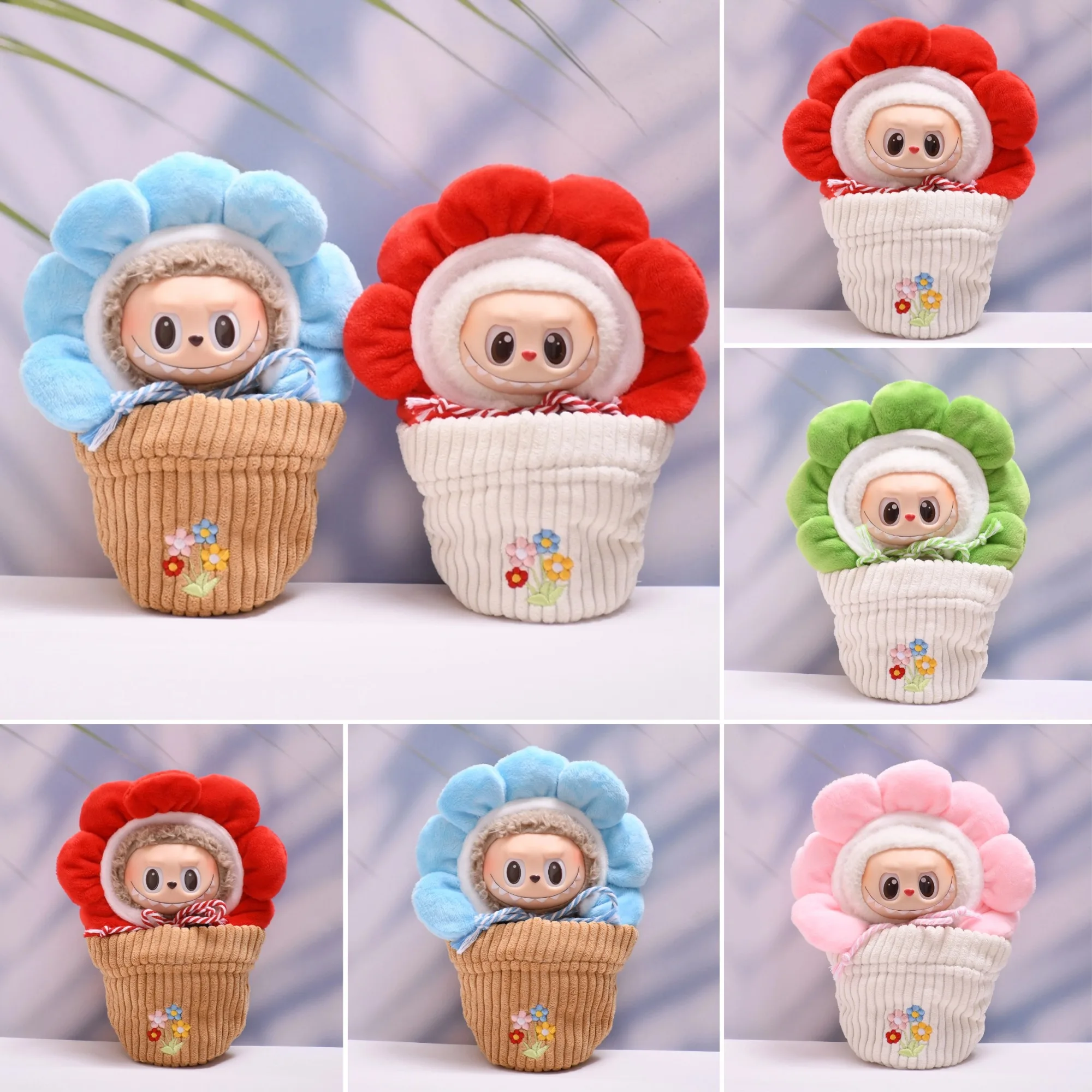 

Doll Outfit Accessories For 15cm 17cm 1st to 3rd Gen LABUBU Dolls Multi-Color Plush Sunflower Pot Set – Exquisite Small Gift