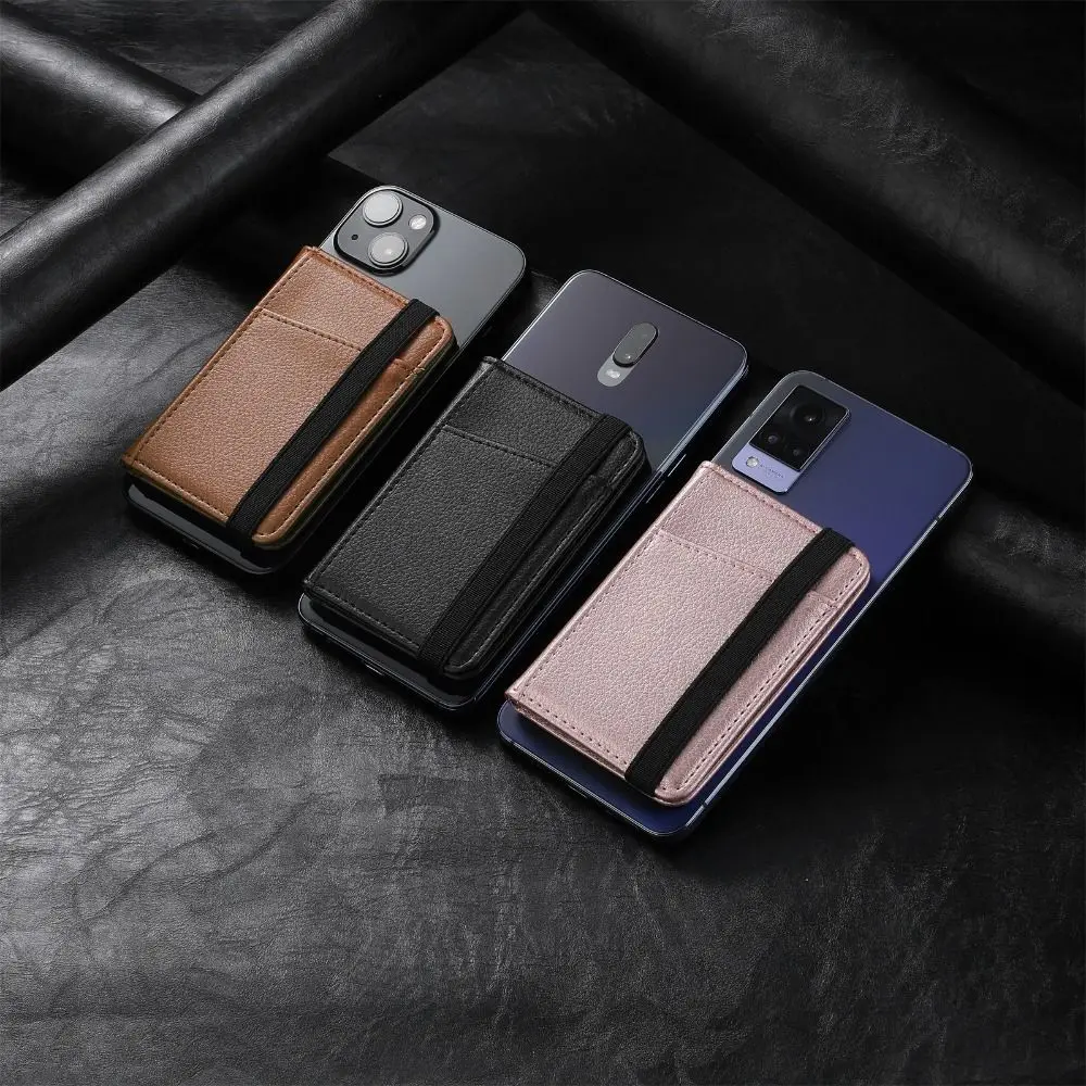 Universal Mobile Phone Card Bag Leather Multifunctional Protective Sleeve Bracket Creative Adhesive Back Sticker Wallet