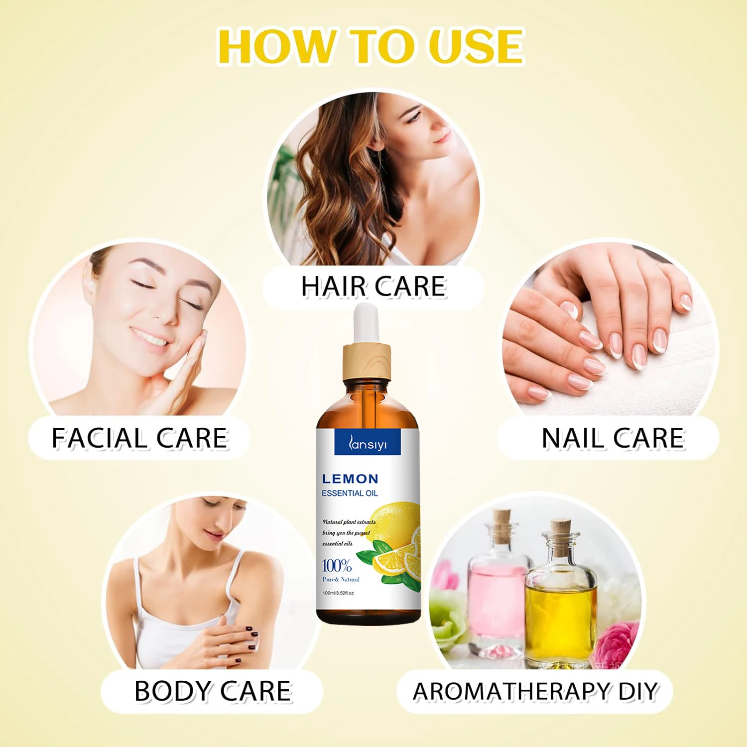 100ml 100% Natural Lemon Oil Essential Oil for Skin, Self-Care for Cleaning, Diffusion, DIY, Aromatherapy - Refreshing Scent