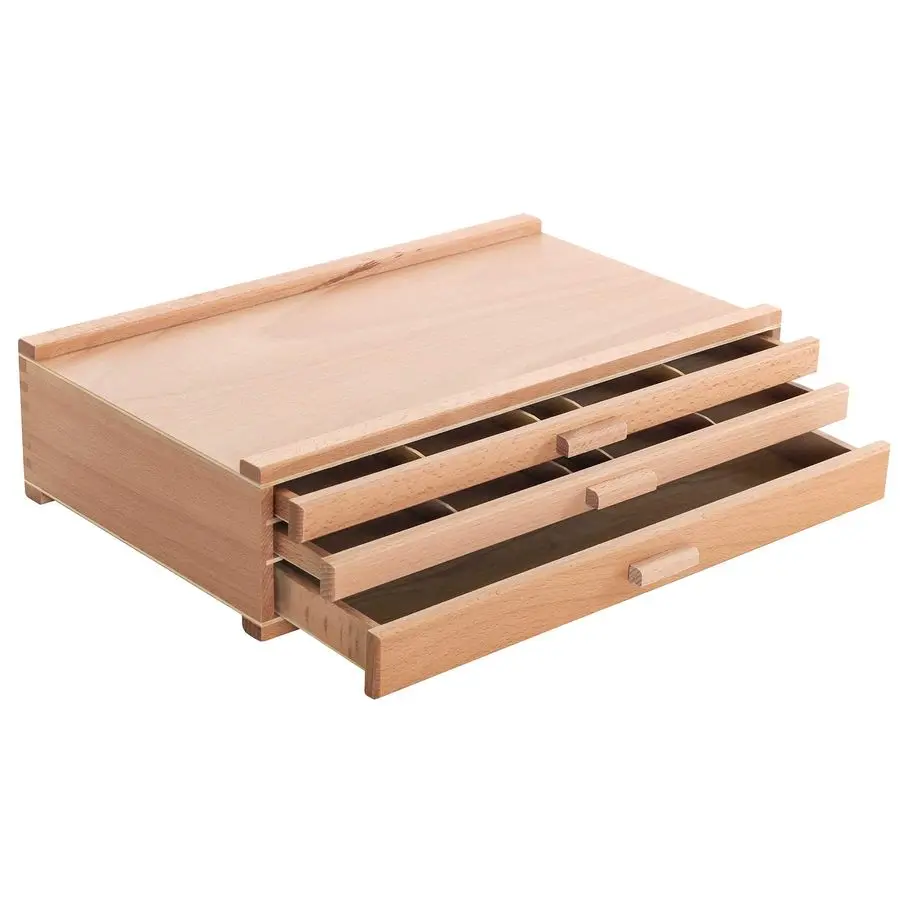 

3Drawer Artist Tool Supply Box with 5 Compartments per Drawer Hardwood Art Box for Artist Supplies, Brushes, Pencils, Erasers, T