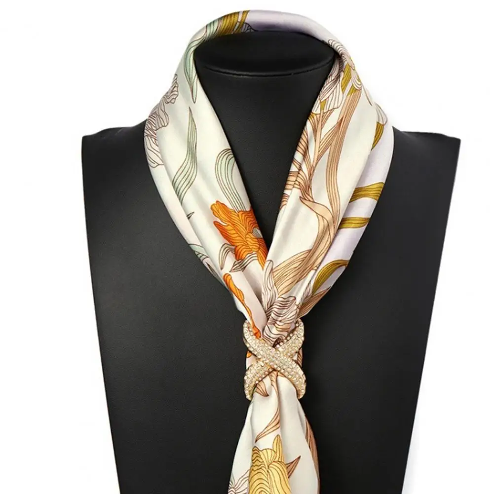 Gorgeous Scarf Ring X Shaped Scarf Ring for Women Rhinestone Shawl Slide Pin Clip Elegant Scarf Buckle Holder Silk Accessory