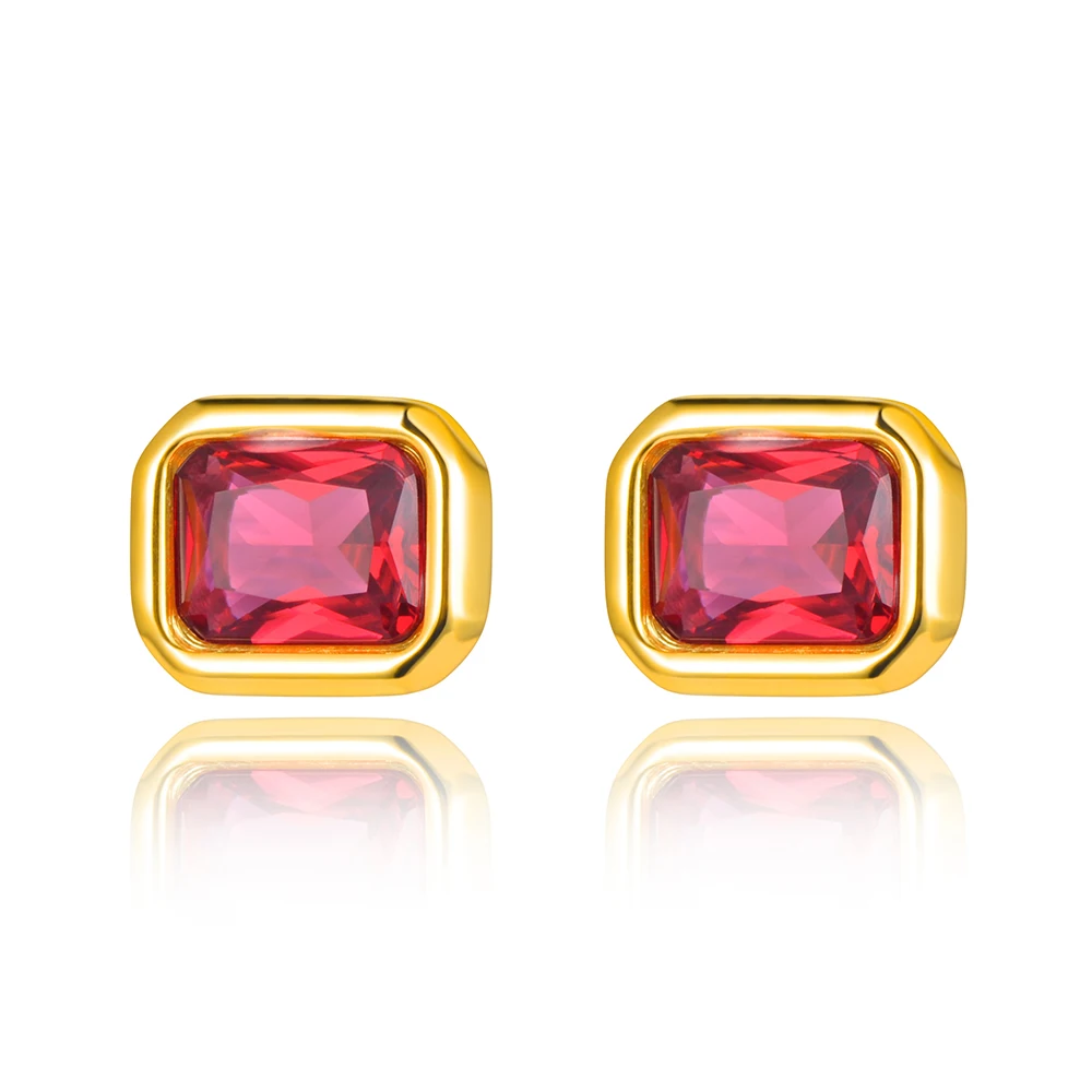 JeeMango Titan Edelstahl Zirkonia Anhänger Trendy Grün Rot Weiß Kristall Charme Halskette Für Frauen JN22066