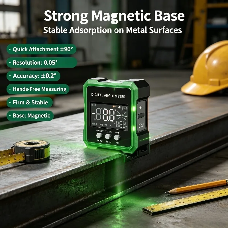 Dual‑Axis Laser Digital Inclinometer Rechargeable Magnetic Angle Level Meter Woodworking High‑Precision Angle Measuring Gauge