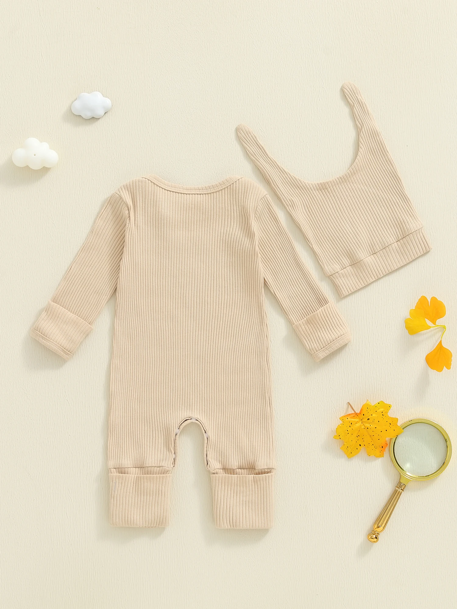 

Toddler Winter Snowflake Reindeer Print Cozy Hooded Romper with Mittens and Booties