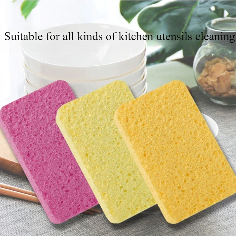 1PC Compressed Cellulose Sponges Non-Scratch Natural Dish Sponge, Dual-Sided Cellulose Dishwashing Wipe for Kitchen Bathroom