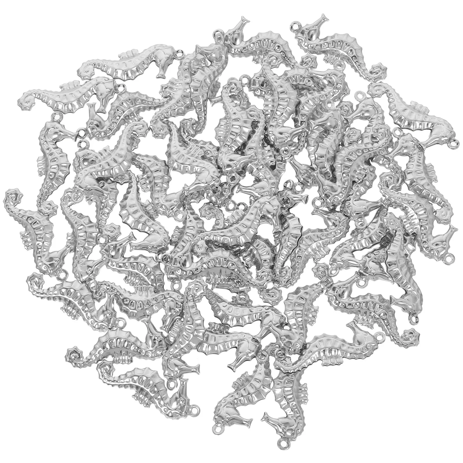 

50 шт. подвесок из нержавеющей стали в виде морских коньков для изготовления украшений своими руками: ожерелий, браслетов, пляжных летних поделок