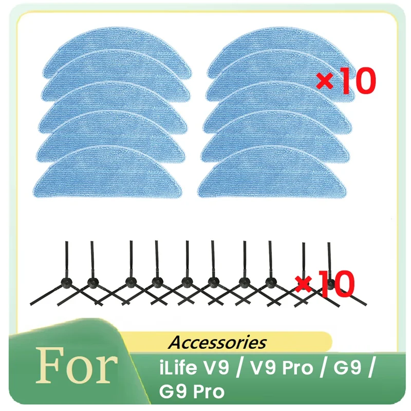 ABUD-20 pezzi spazzola laterale e straccio per Ilife V9 / V9 Pro / G9 / G9 Pro parti di ricambio per aspirapolvere robot