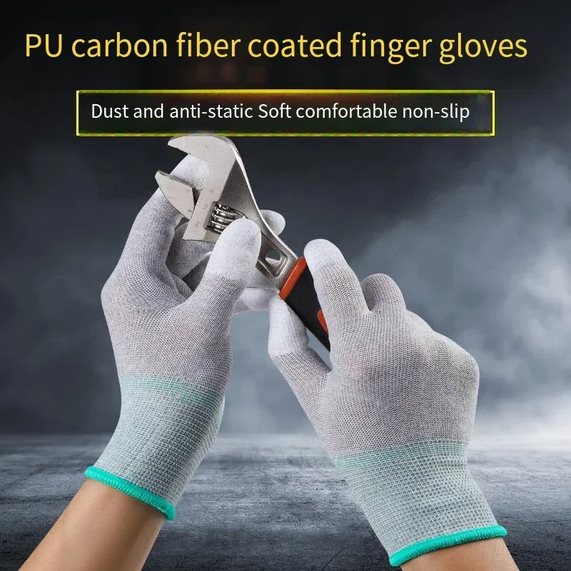 10 Pairs,ESD Safety Work Gloves with Coated Fingertips for Electronics Maintenance, High Quality,