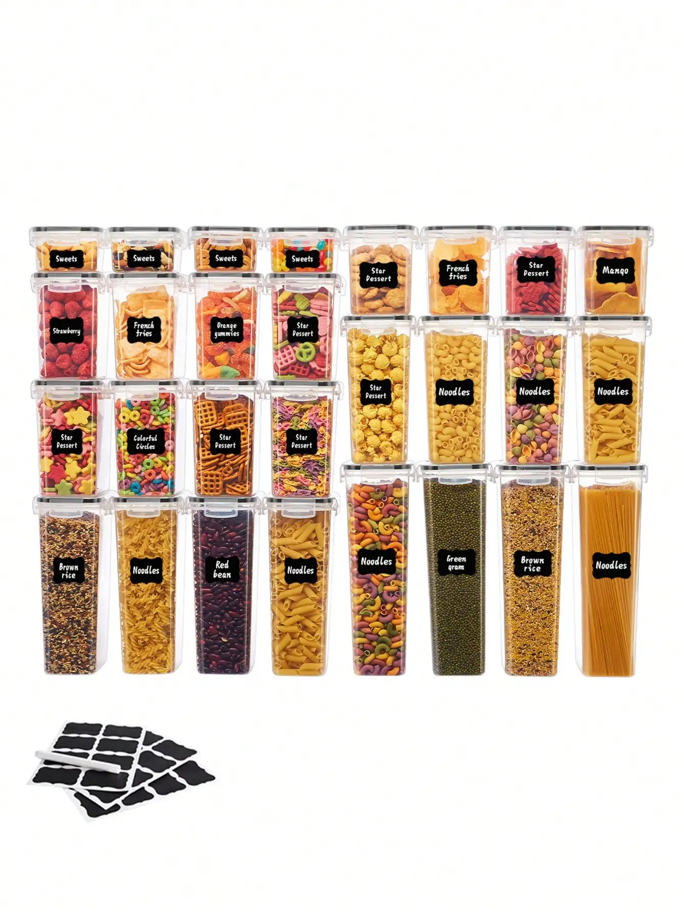 

48pcs Sealed Food Storage Containers With LIDS - Lunch Boxes Ideal For Organizing And Storing Grains, Rice, Pasta, Tea