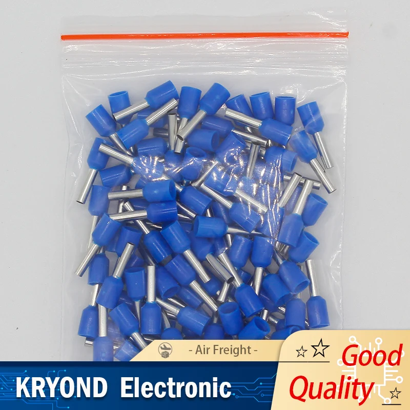 100PCS E1508 Tube Insulating Terminals 1.5mm² Cable Wire Crimp Connector E-