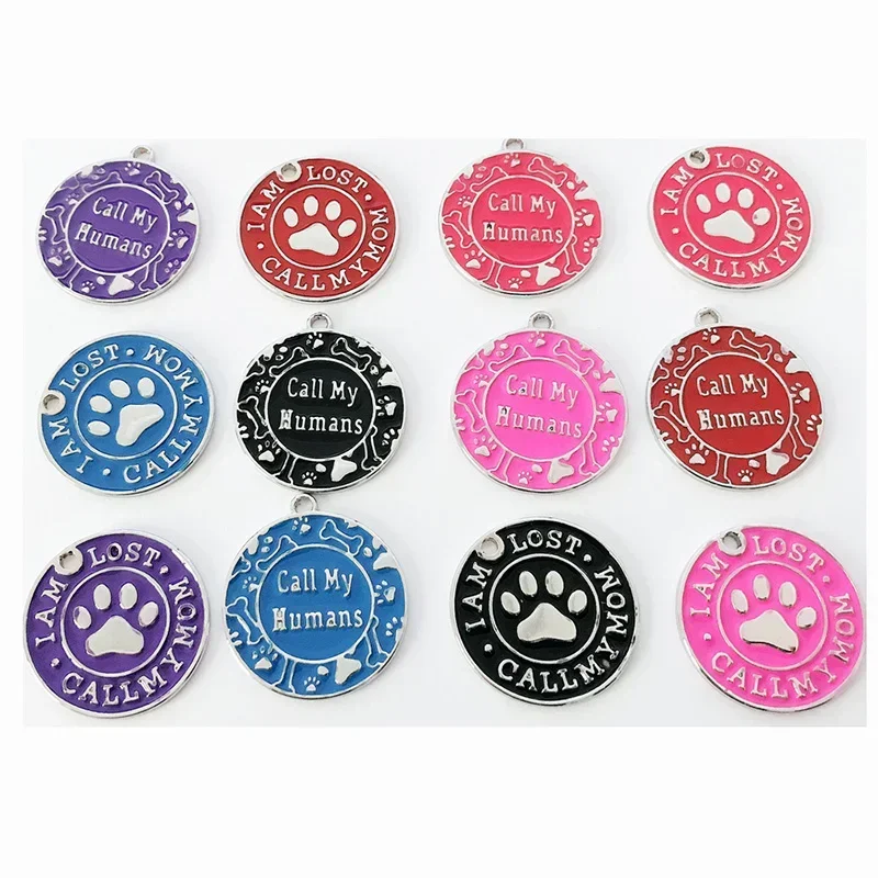 Dog Tags Engraved Cat Puppy ID Name Dog Collar Tag Pendant Pet Accessories Letter Textured Random Color Pattern