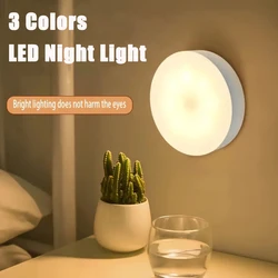 3pcs USB Push Button Cabinet Lights 3 Color LED Night Light for Closet Bedside Bathroom Stairs Cabinet Bedroom Kitchen Lighting