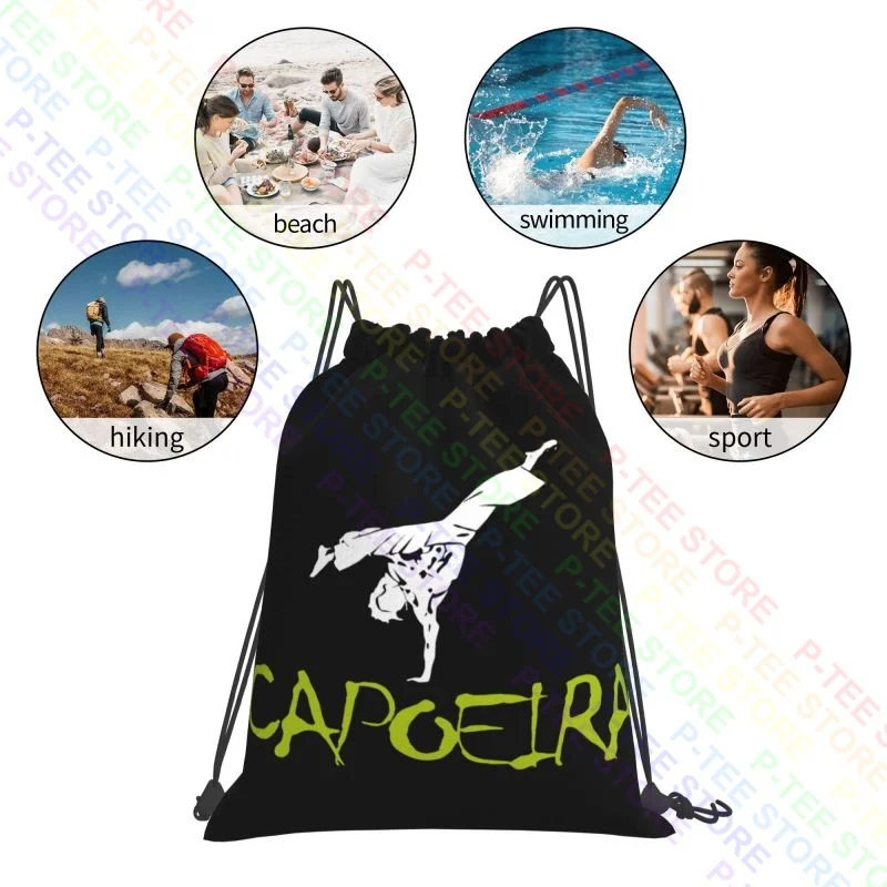 Capoeira-bolsas con cordón para gimnasio, morral escolar de estilo Graffiti para viaje