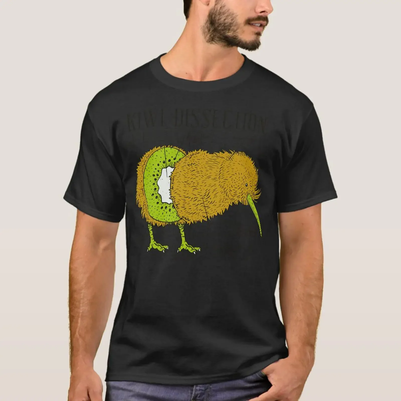 Lustiges Kiwi-Vogel-Dissektions-Wissenschafts-Biologie-H-T-Shirt, Vintage, leicht gewaschen, grafisch, Unisex, weich, Streetwear, atmungsaktiv
