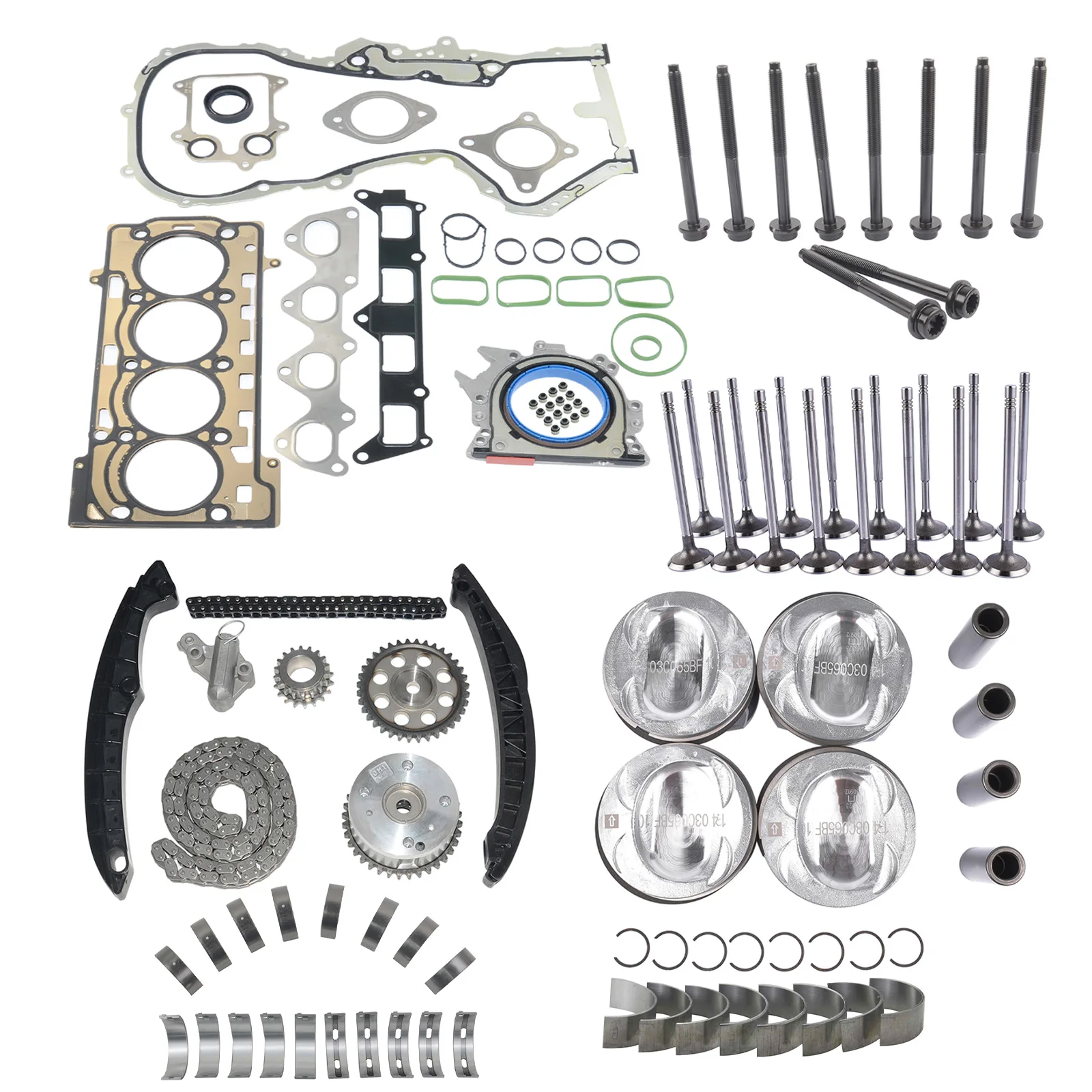 Image of AP01 Motorsteuerketten-Kit Kolbensatz für Audi VW Seat Skoda 1.4 TFSI CAVA CAVB 036109611K 036109611AE
