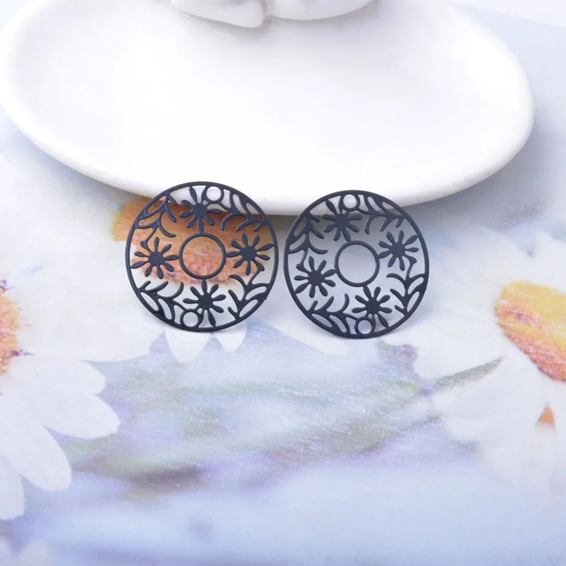 30 Stück AB8784 28*28mm Messing Bemalte Runde Anhänger DIY Schmuck Ohrring Zubehör – Detail 8