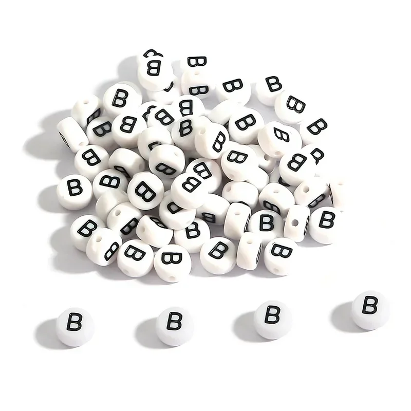100-500 Stück Acryl A-Z 26 Buchstabenperlen Weiße Runde Alphabetperlen mit Löchern für Schmuckherstellung Halskette Armband Zubehör – Detail 10