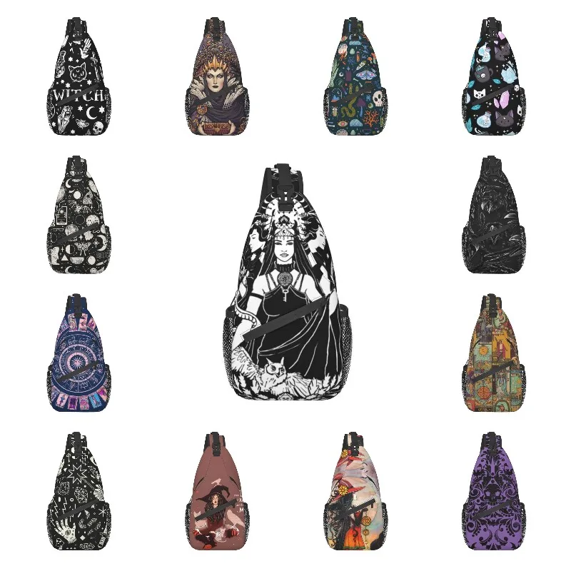 Potrójna bogini Crossbody plecak na ramię mężczyźni Goth okultystyczny Halloween czarownica torba na klatkę piersiowa na podróż plecak turystyczny