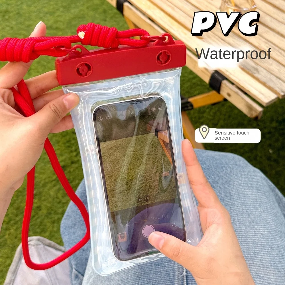 

Transparent Waterproof Mobile Phone Bag PVC Double Hanging Rope Floating Phone Dry Cover Touch Screen Cute Mobile Phone Pouch