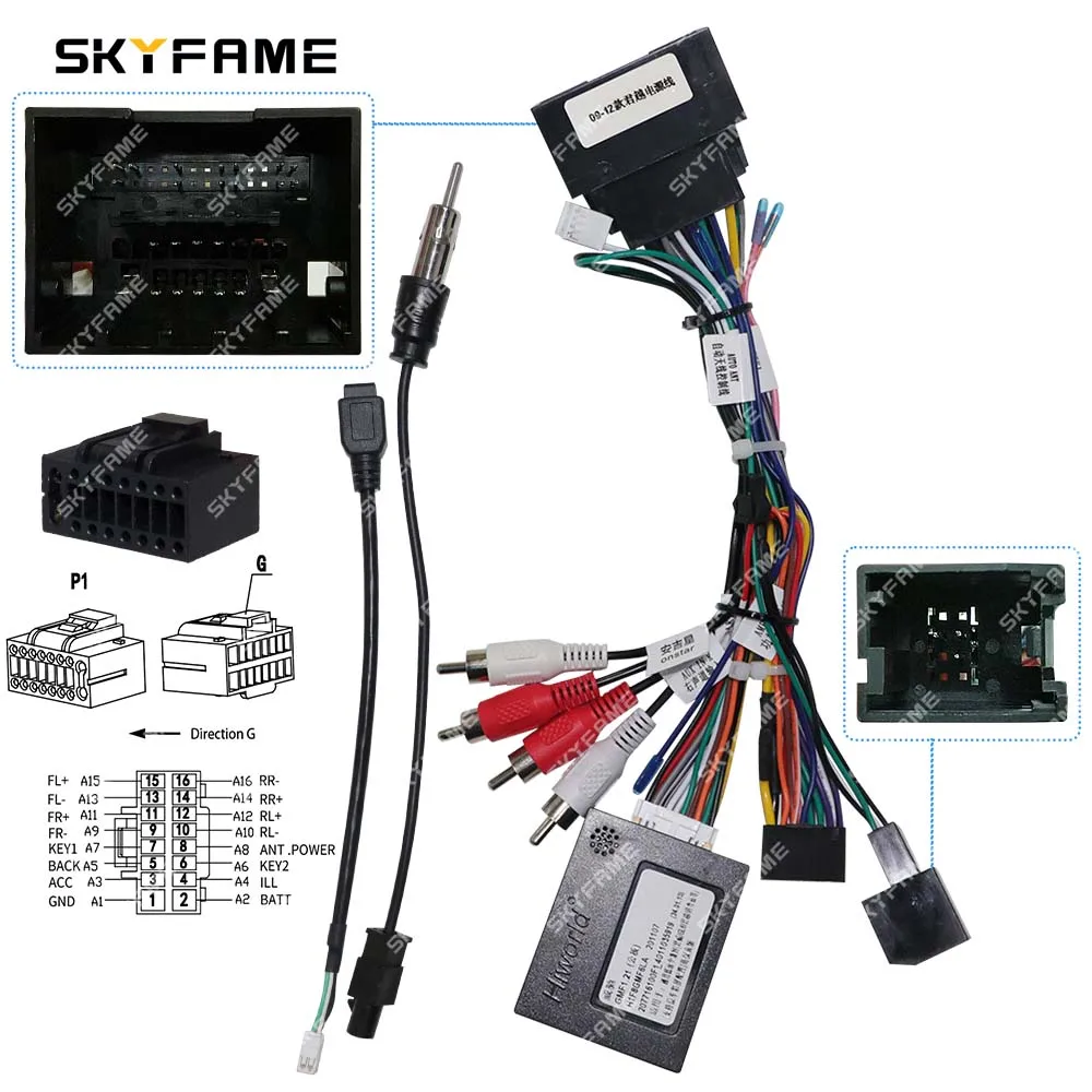 Skyfame Auto 16Pin Kabelboom Adapter Canbus Box Decoder Android Radio Voedingskabel Voor Buick Lacrosse