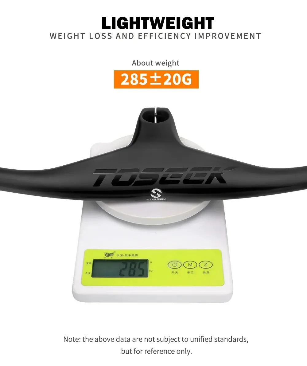TOSEEK OFFICIAL Bicycle Integrated Handlebar MTB Carbon Handlebar -17degree Mountain Bike 28.6mm Stem Matte Black Accessories