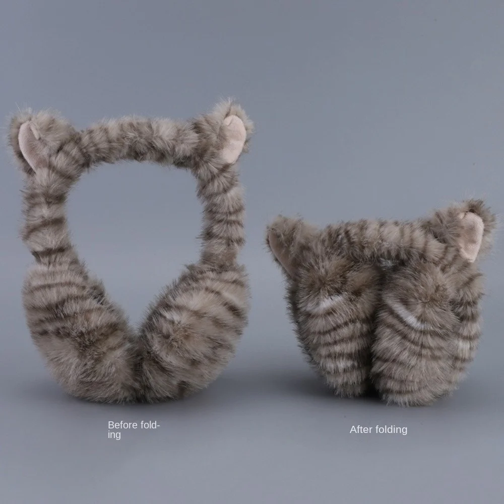 Moda gato padrão feminino earmuffs de pelúcia outono e inverno capa de orelha confortável à prova de vento mais quente ciclismo earflap presente aniversário