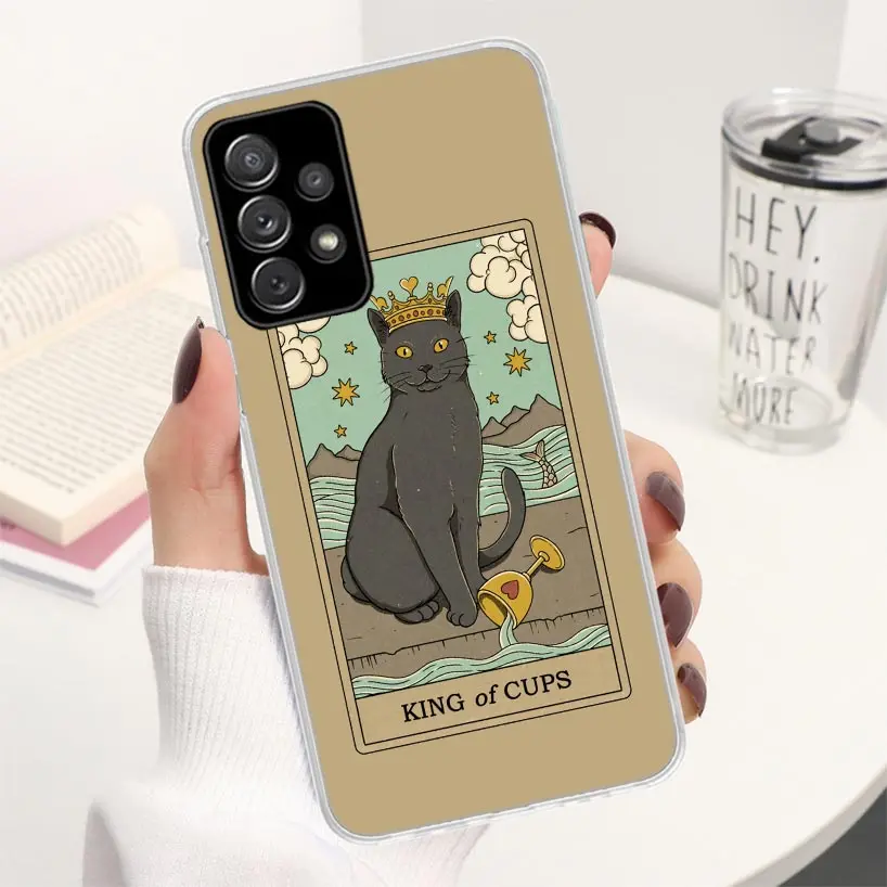 Tarot Card Cute Art Cats Phone Case For Samsung Galaxy A52 A53 A54 A55 A12 A13 A14 A15 A22 A23 A24 A25 A32 A33 A34 A35 A03S A04S