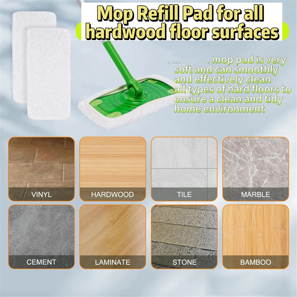 2025+ 18pcs Reusable Mop Replacement Pads for Sweeper Wet Mops Microfiber Mop Replacement Pads Accessory Set