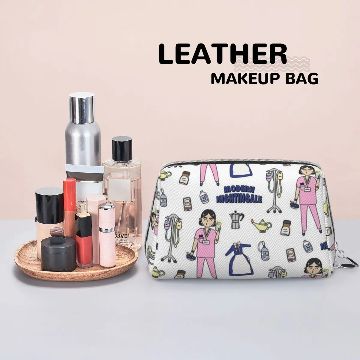 Bolsas de cosméticos de gran capacidad para Enfermera, neceser portátil para maquillaje, Kit de aseo para mujer