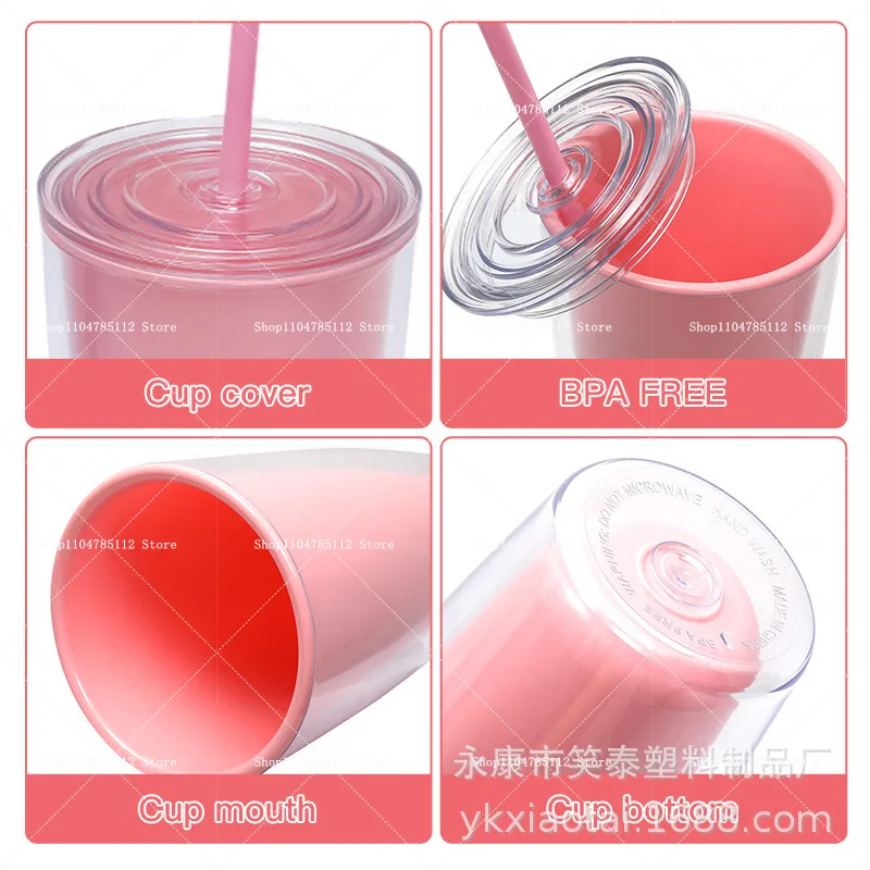 KPop Demon Hunters Tazza d'acqua Anime Trend Bollitore portatile a doppio strato con cannuccia Regalo per brocca in plastica a doppio strato per esterni di grande capacità
