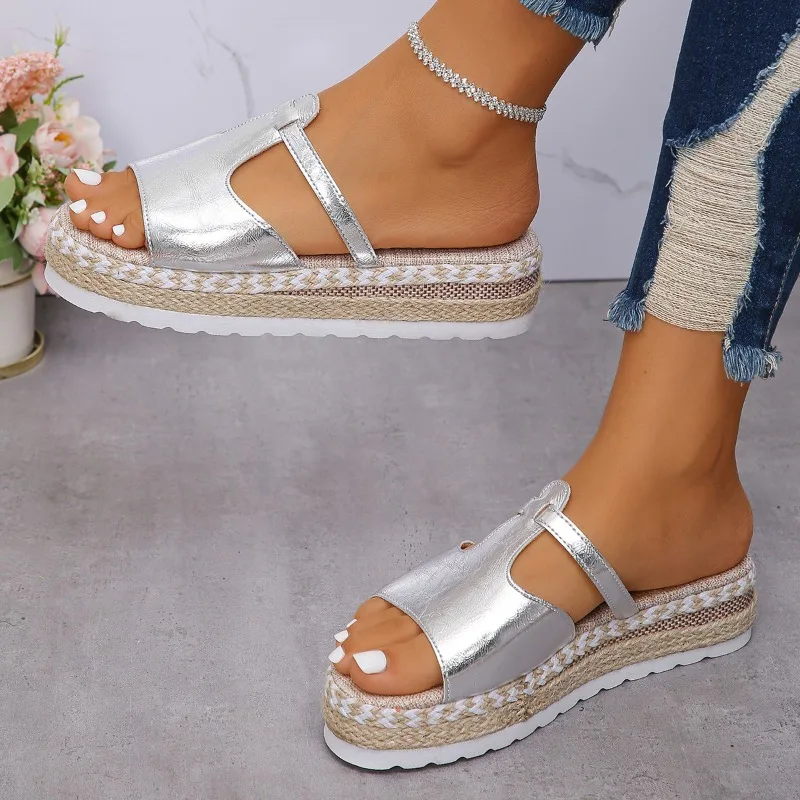 Women's Shoes 2024 High Quality Plus Size Women's Slippers Fashion Solid  Casual Slippers Women New Peep Toe Platform Sandals