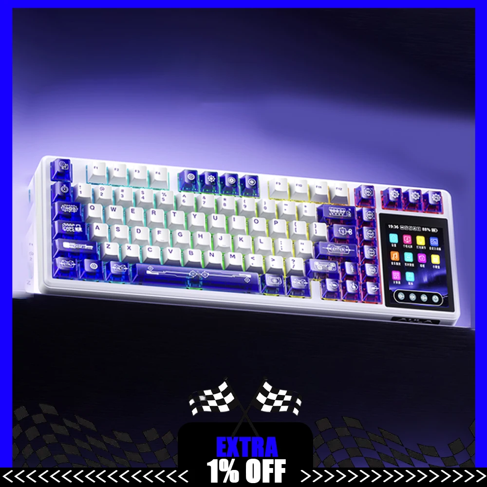 

AULA L99 Mechanical Keyboard Three Mode Gaming Keyboard 3.98 inches Screen Gasket RGB 8000mAh Gamer Accessory PC Hot Swap Gift