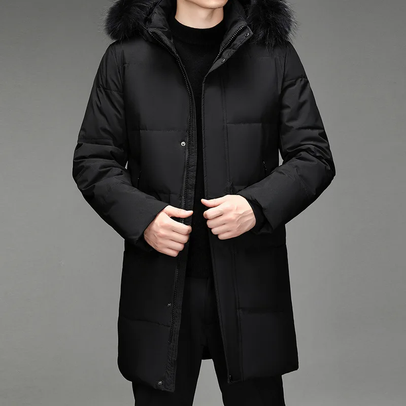 Coreano casaco espessado masculino, Seção longa, Quente pai desgaste, Roupa exterior, Inverno