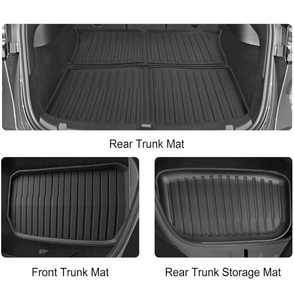 Floor Mats & Cargo Liners For New Tesla Model Y 2025 2026 5-Seat All Weather TPE Floor Cargo Trunk Mats Seatback Protection