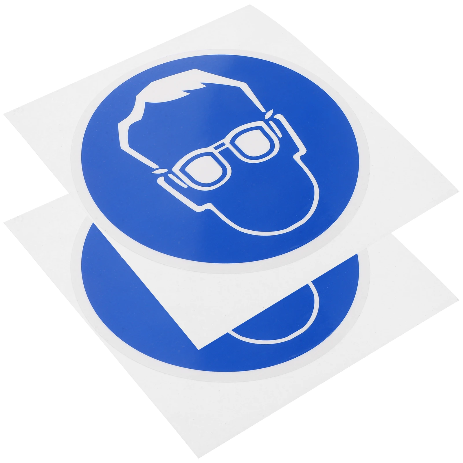 

2 pcs Protective Sign Stickers Wear Protection Goggles Decal 100mm Diameter Adhesive Labels Safety Wear Reminder Industrial Use