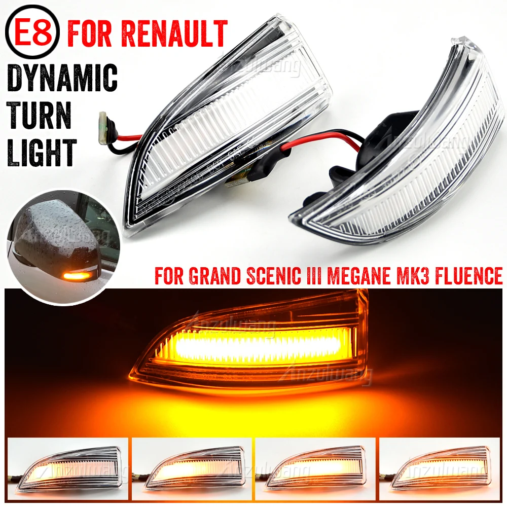 Para Renault Megane MK3 Scenic Fluence Latitude Laguna luz de señal de giro dinámica LED espejo lateral indicador secuencial intermitente