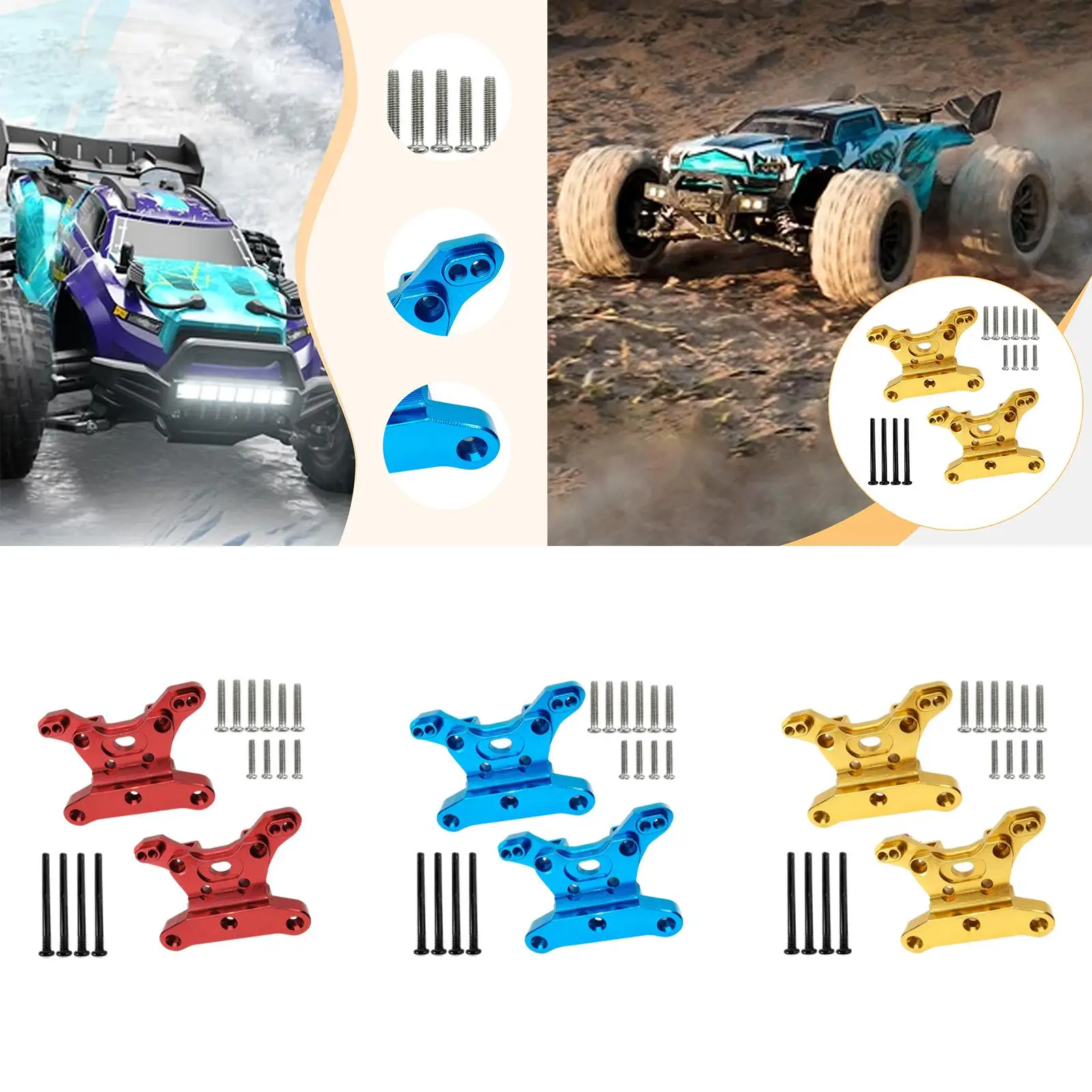 2x 1/16 RC Car Shock Mount Tower Replacement Sturdy High Performance RC Car Parts Accessories Aluminum Alloy for 16103 16102Pro