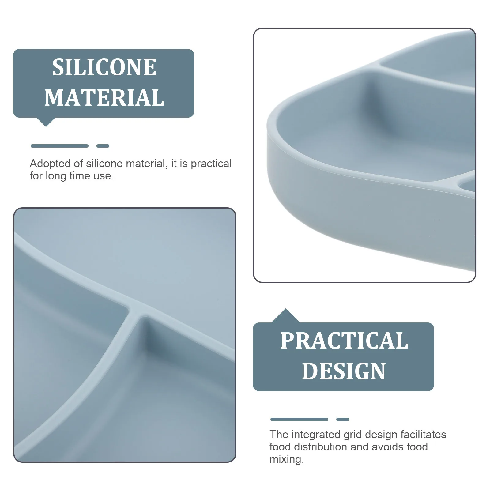 

Silicone Divided Plate For Elderly Patients Non-Skid Suction Base Food Grade Multi-Grid Eating Tray Home Use Adaptive Feeding