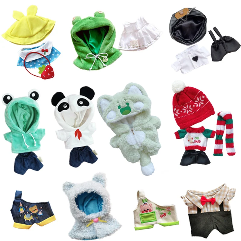 

20cm Doll Clothes Hoodie Sweater Cloak Overalls for Idol Stuffed Star Cotton Dolls Toy Christmas DIY Outfit Children Gift
