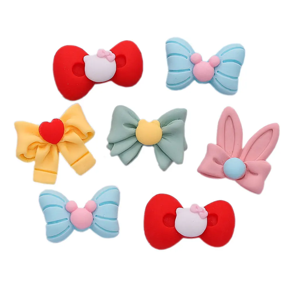 Mix Design Resin Cartoon Animal Bowknot Flatback Cabochons Kawaii Scrapbooking Crafts Decoration DIY Headwear Accessories