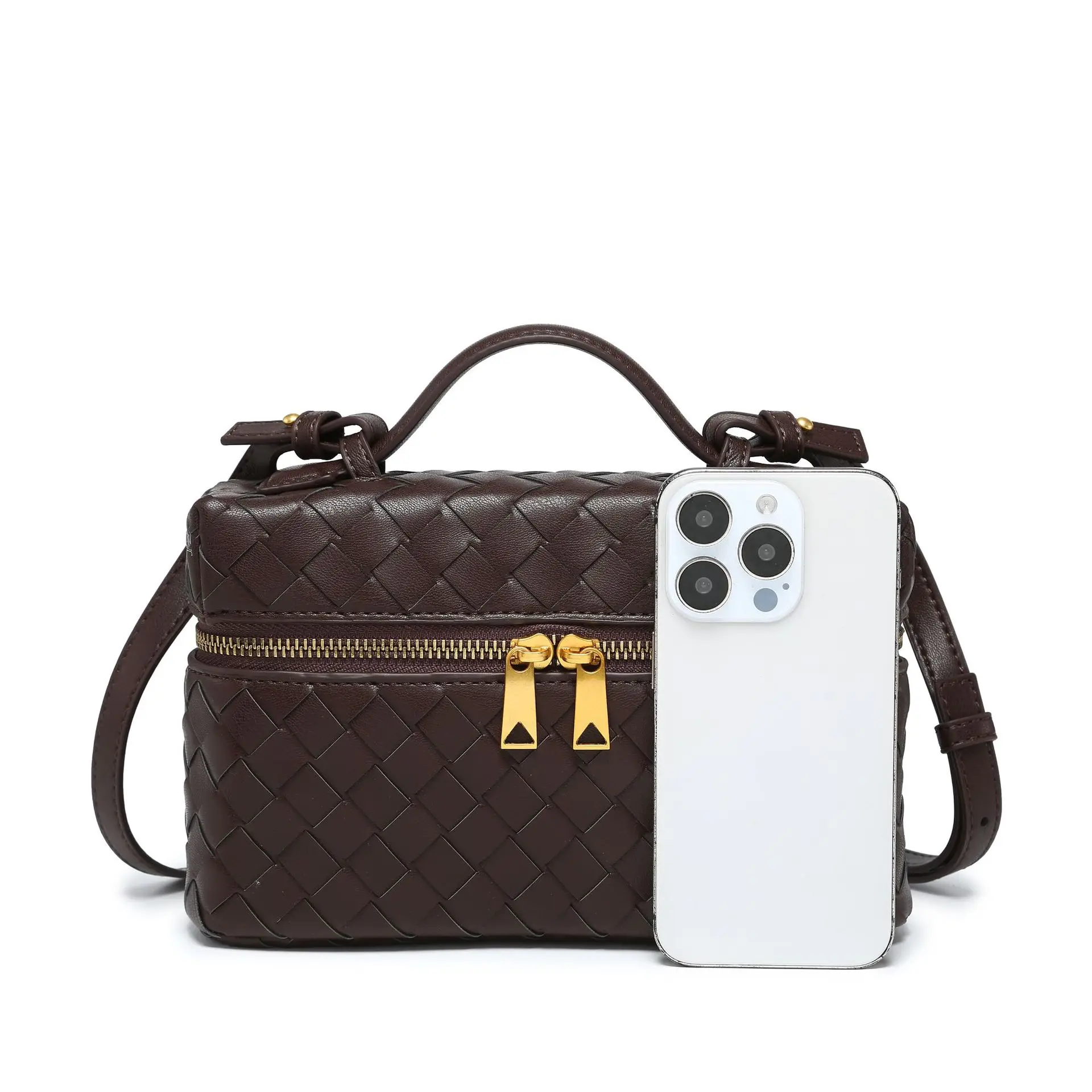 

2025 New Model Cross-Stripped Lunch Box Bag - Women's Makeup Bag - Handheld Crossbody - Large Capacity Box Bag