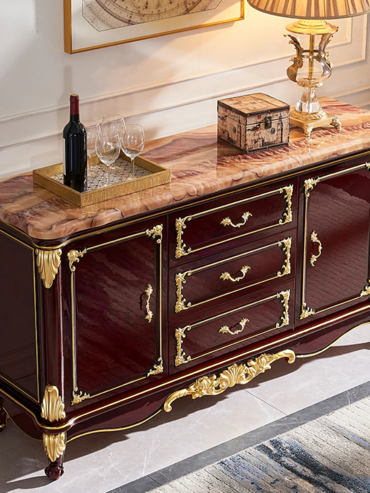 Sideboard Living Room Sofa Backrest Solid Wood Carved Modern American Restaurant Wine Cabinet