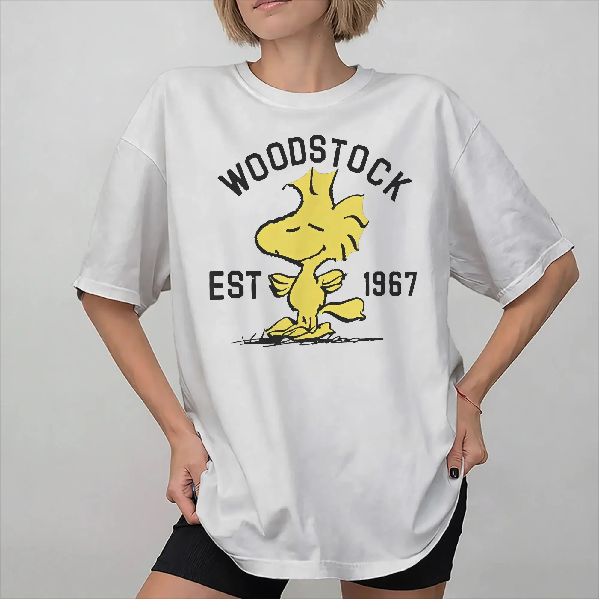 Grafikdruck, Snoopy-Cartoon-Hund-Motiv, T-Shirt für Damen, Herren und Kinder, aus reiner Baumwolle, kurzärmeliges Kleidungsstück. – Detail 10
