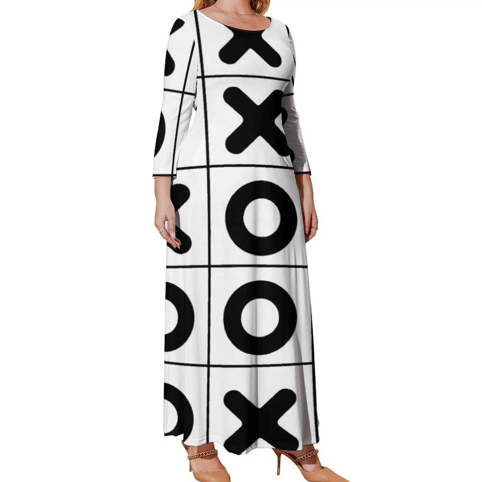 

Black and White Tic Tac Toe Design Long Sleeved Dress summer dresses women 2024 party dresses woman