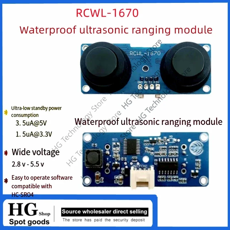 

RCWL-1670 Waterproof Transceiver Split Ultrasonic Ranging Module 2cm-400cm Distance DC3-5V For Water Level Measurement RCWL-1670