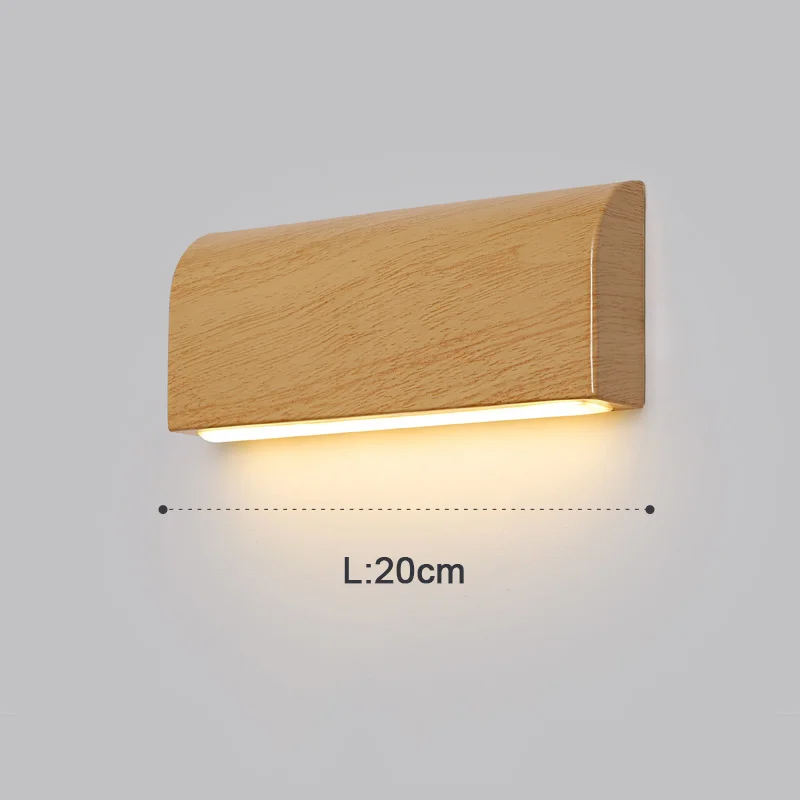 Nordic Style Living Room Wall Light Indoor Corridor Aisle Minimalist Walnut Wood Color Bedside Wall Lamp Dimming Fixture