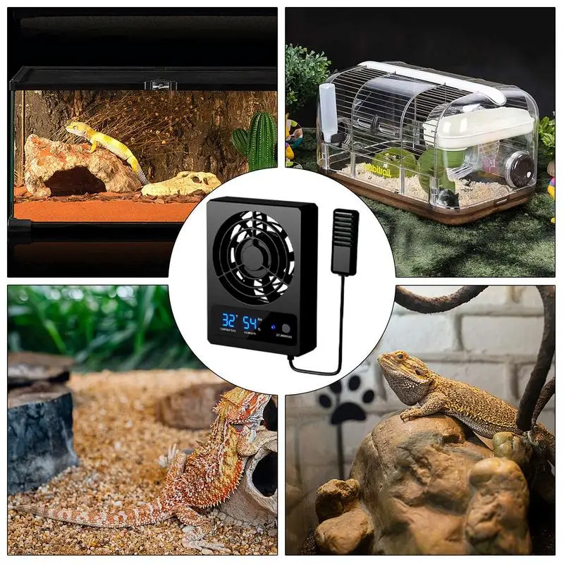 Ventilation Fan For Reptile Enclosure Smart Cooling Fan With LED Display Strong Wind Low Noise For Amphibians Reptiles Snakes