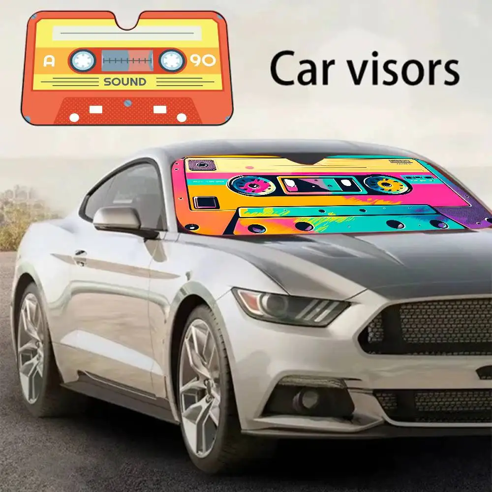 Magnetic Radio Tape Cassette Car sunshade window sunshade sunblock Front windshield hood Interior baffle double ring sunshade