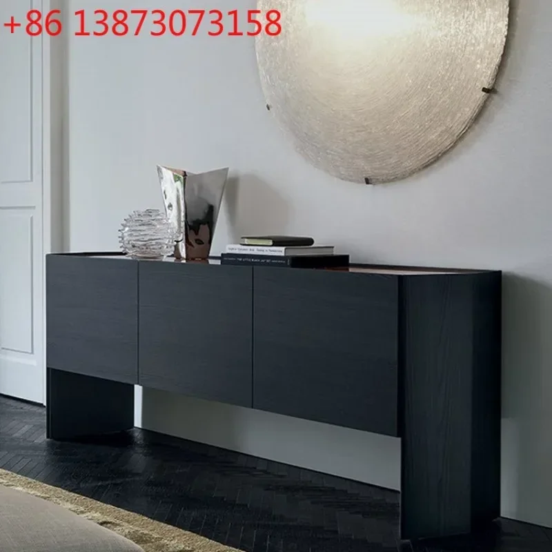 Italian modern chest smoked wood light luxury decoration Italian minimalist storage cabinet